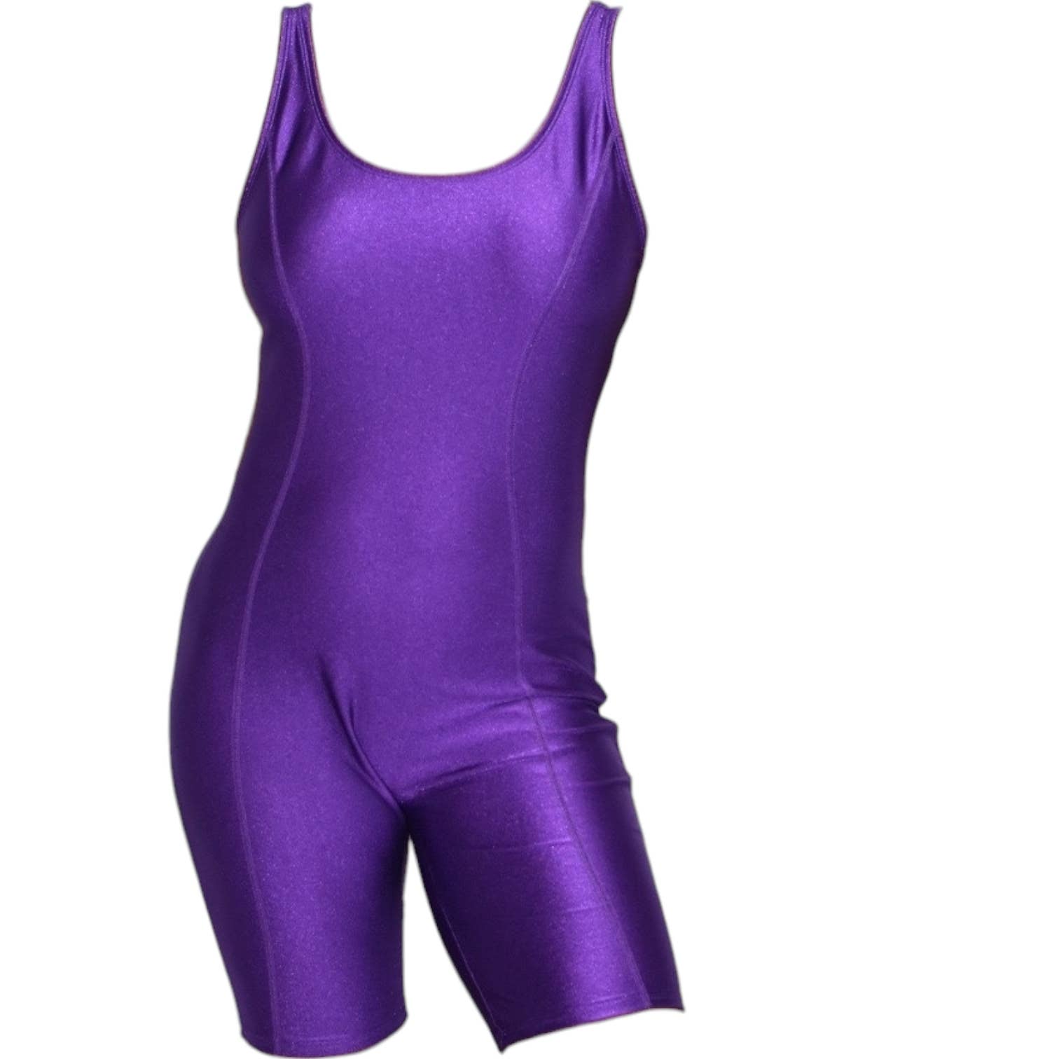 The Body Co Vintage Nylon Unitard Purple Bike Romper Catsuit One Piece Singlet Activewear Shiny 90s Size XL