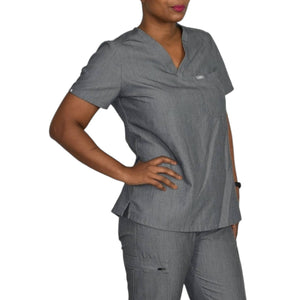 FIGS Catarina Scrubs Top Gray Technical Collection V-Neck Chest Pocket Size Small