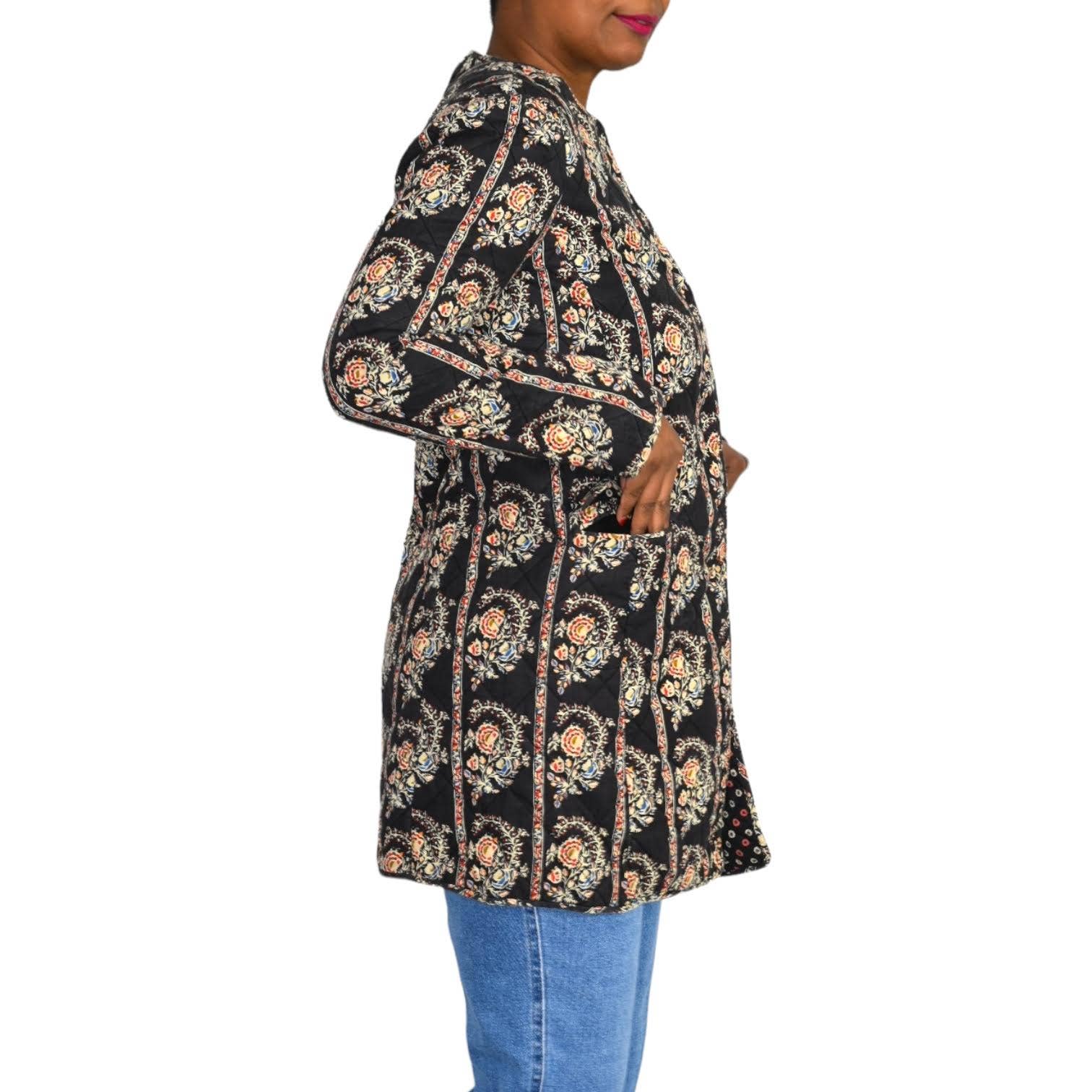 Isabel Marant Etoile Erri Quilted Reversible Coat Cotton Collarless Floral Jacket Size Small
