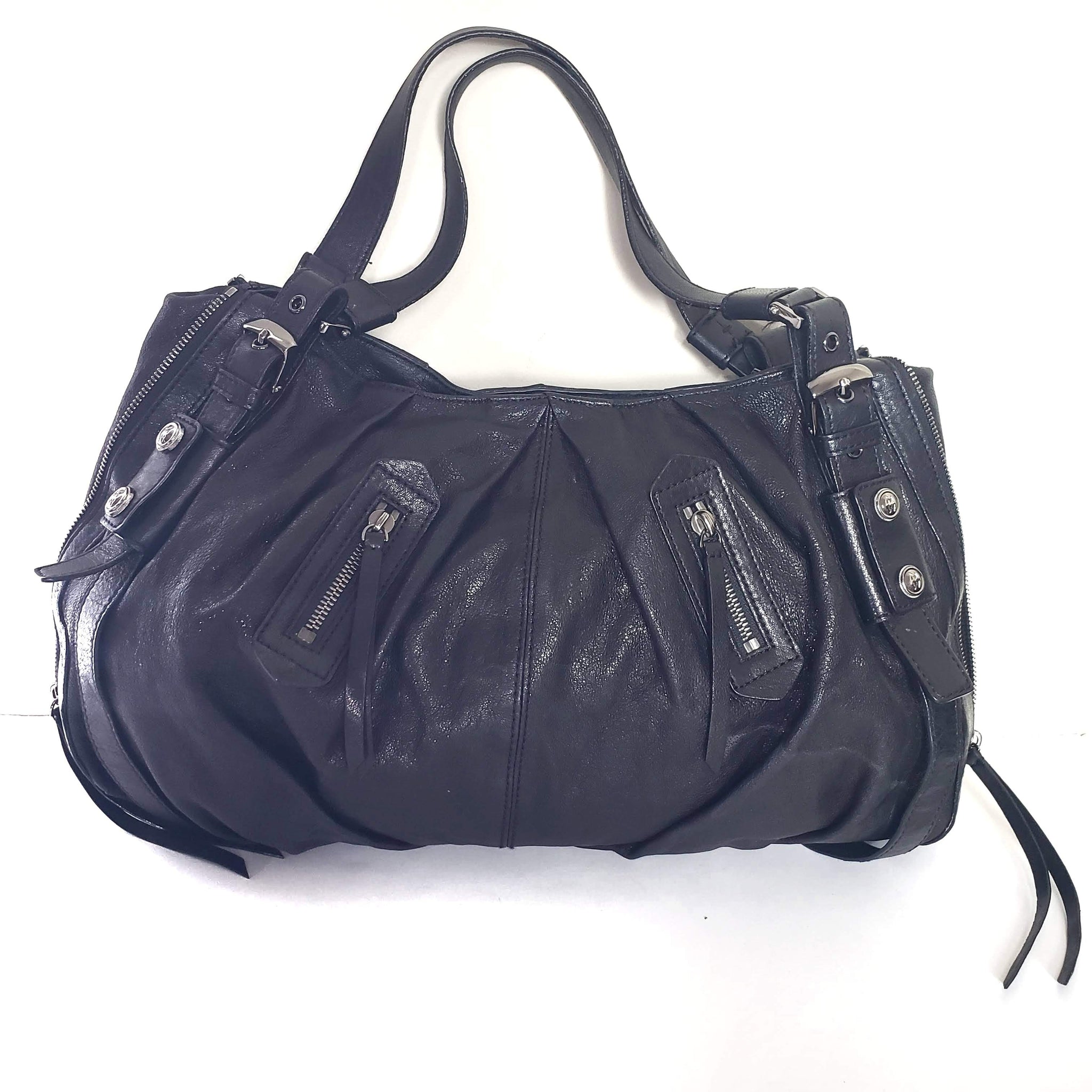 Michele Black Leather Hobo Bag
