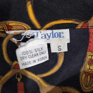 Vintage Ann Taylor Horse Bit Print Silk Shirt Size Small