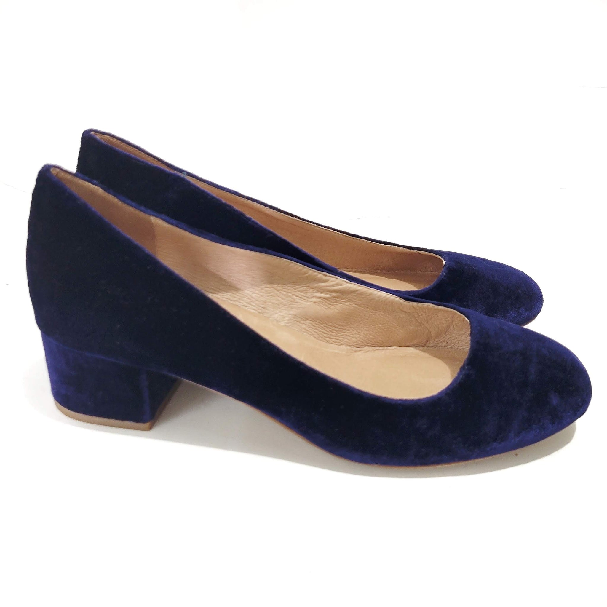 Madewell Ella Blue Velvet Pumps Size 7.5