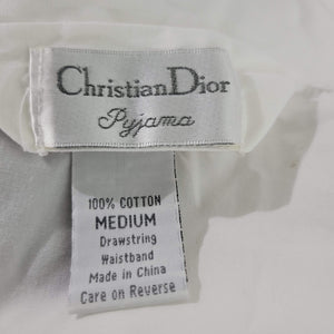 Vintage Christian Dior White Cotton Pajama Top Size Medium