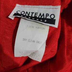 Vintage Contempo Casual Red Peplum Dress Size Medium