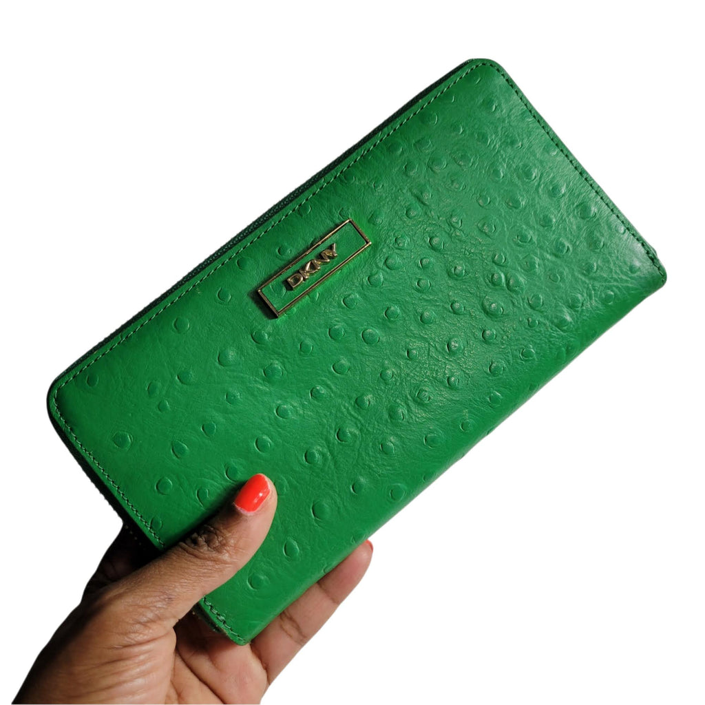 DKNY Ostrich Embossed Leather Wallet