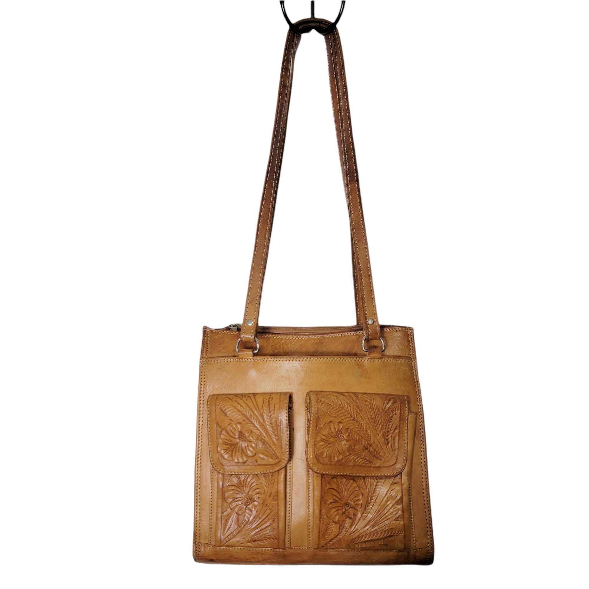 Vintage American West Hand Tooled Leather Bag