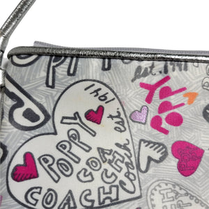 Coach Poppy Graffiti Hearts Wristlet