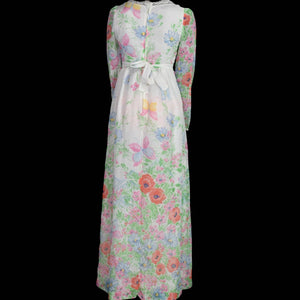Vintage Prairie Dress RAR Hippie Floral Flower Garden Maxi 70s Cottage Size XXS