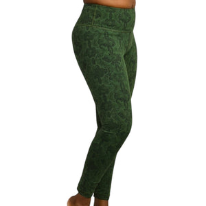 Vimmia Leggings Green Snake Python Print High Waist Stretch Activewear Size Small