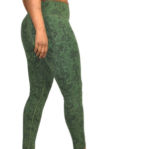 Vimmia Leggings Green Snake Python Print High Waist Stretch Activewear Size Small