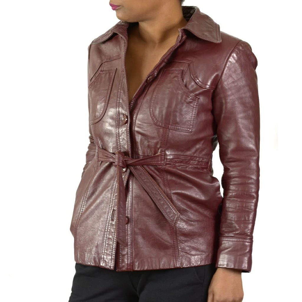 Vintage Belted Leather Jacket Size XS