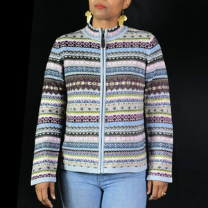 Vintage Laur Ashley Fair Isle Cardigan Sweater Size Medium