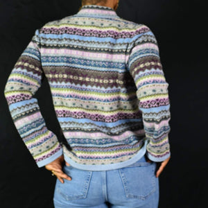 Vintage Laur Ashley Fair Isle Cardigan Sweater Size Medium