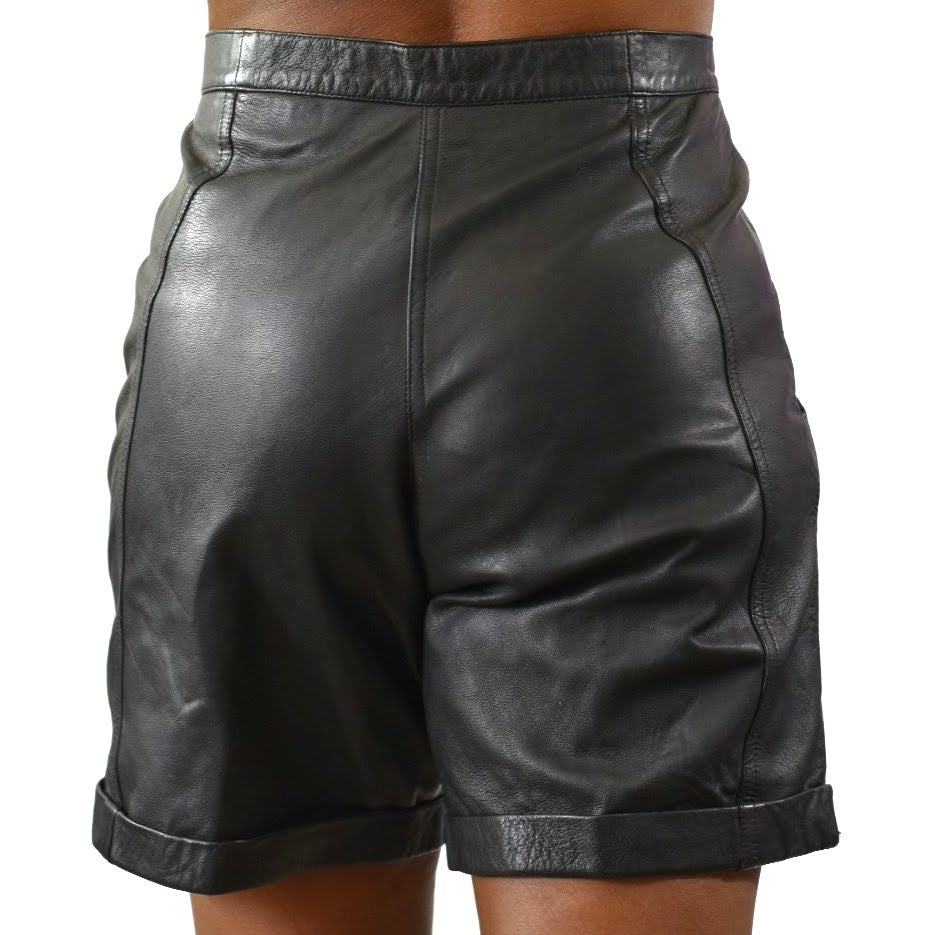 Vintage Leather Mom Shorts High Rise Pleated Size 4