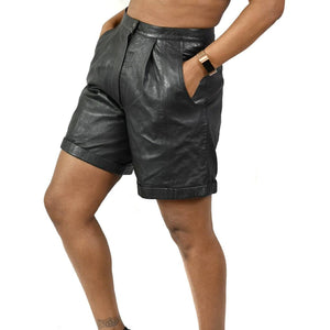 Vintage Leather Mom Shorts High Rise Pleated Size 4