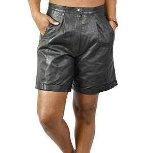 Vintage Leather Mom Shorts High Rise Pleated Size 4