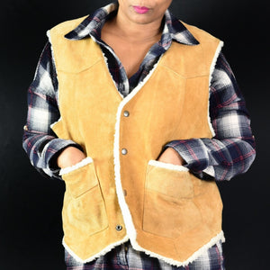 Vintage Suede Sherpa Vest Size Medium Men