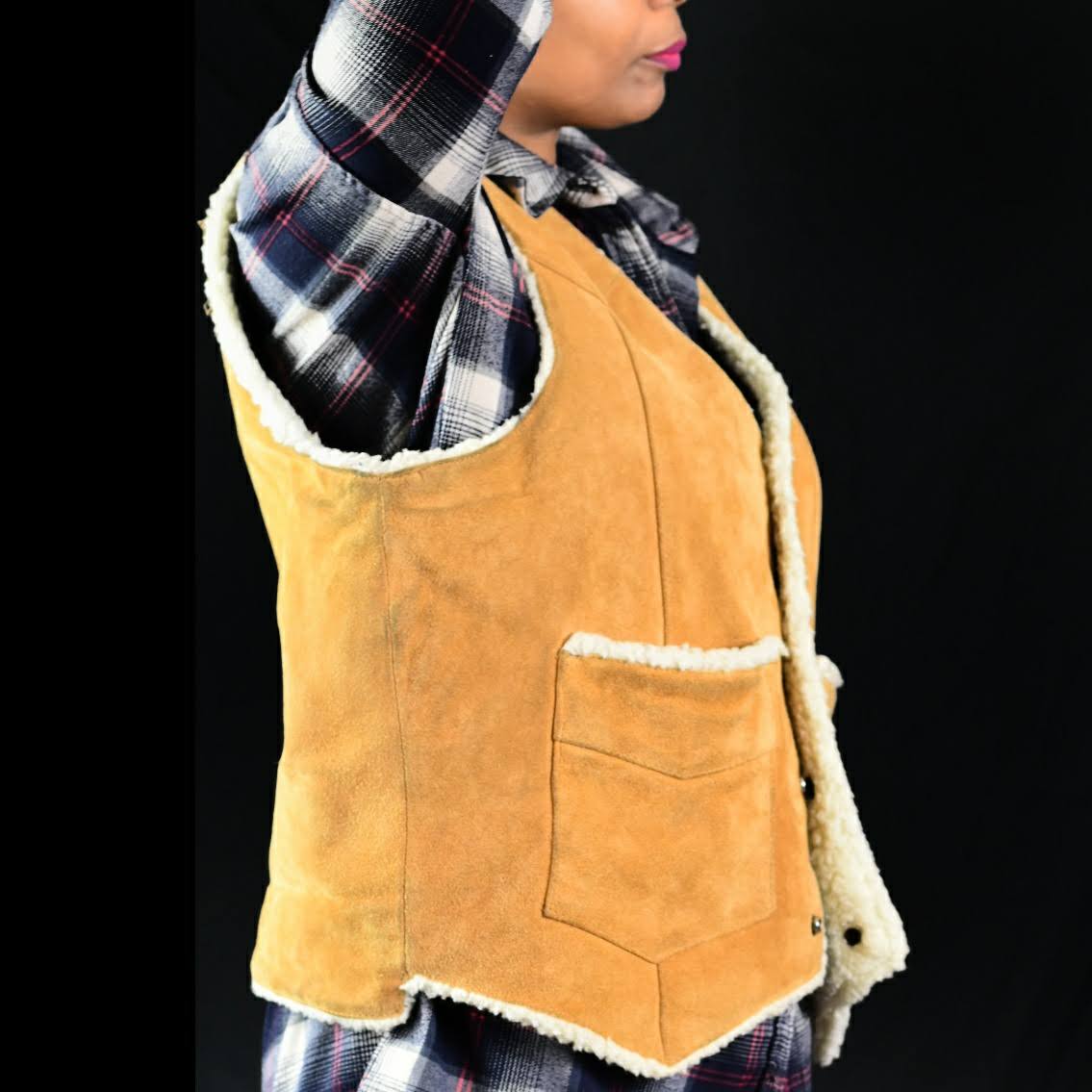Vintage Suede Sherpa Vest Size Medium Men