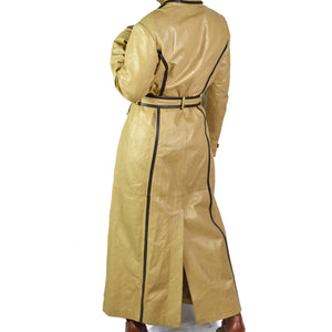 Vintage Leather Belted Trench Coat Size Medium