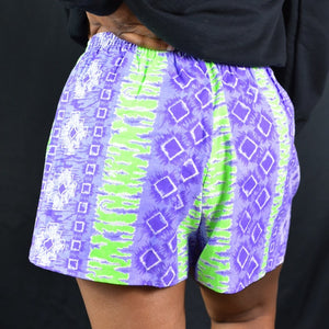 Vintage 90s Neon Batik Shorts Size Medium
