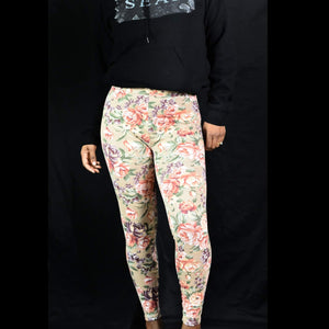 Vintage Express Tricot Floral Leggings Size Small