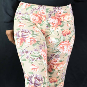 Vintage Express Tricot Floral Leggings Size Small