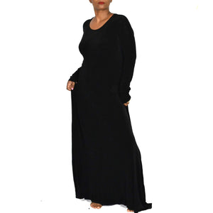 Vintage Flax by Jeanne Engelhart Slinky Knit Black Dress Size Medium