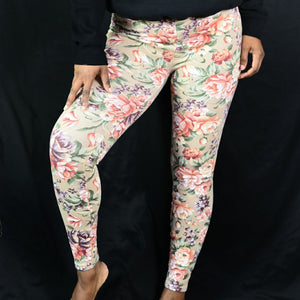 Vintage Express Tricot Floral Leggings Size Small