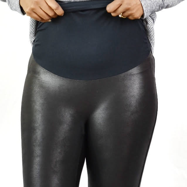 Spanx Mama Faux Leather Leggings Size XL