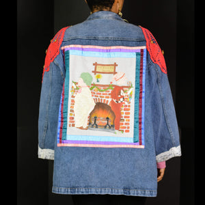Vintage Custom Denim Jacket Doily Shabby Granny Chic Size Small Medium