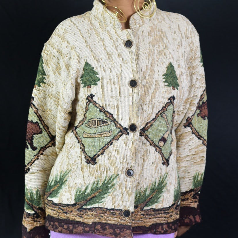 Bob Timberlake Woven Tapestry Jacket Size XL
