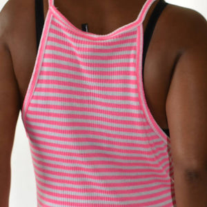 Cleo Apparel Pink Striped Tank Dress Size 2X