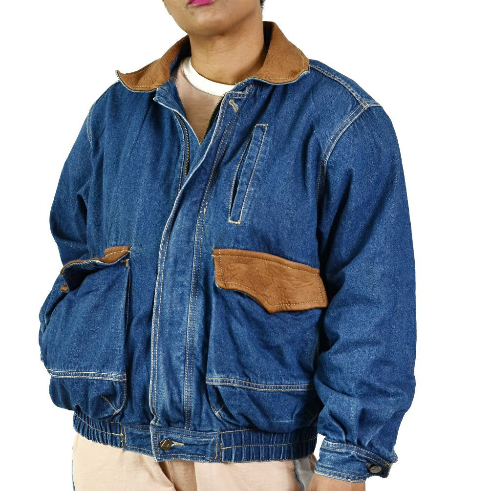 Vintage Lizwear Jean Jacket Bomber Leather Size Small
