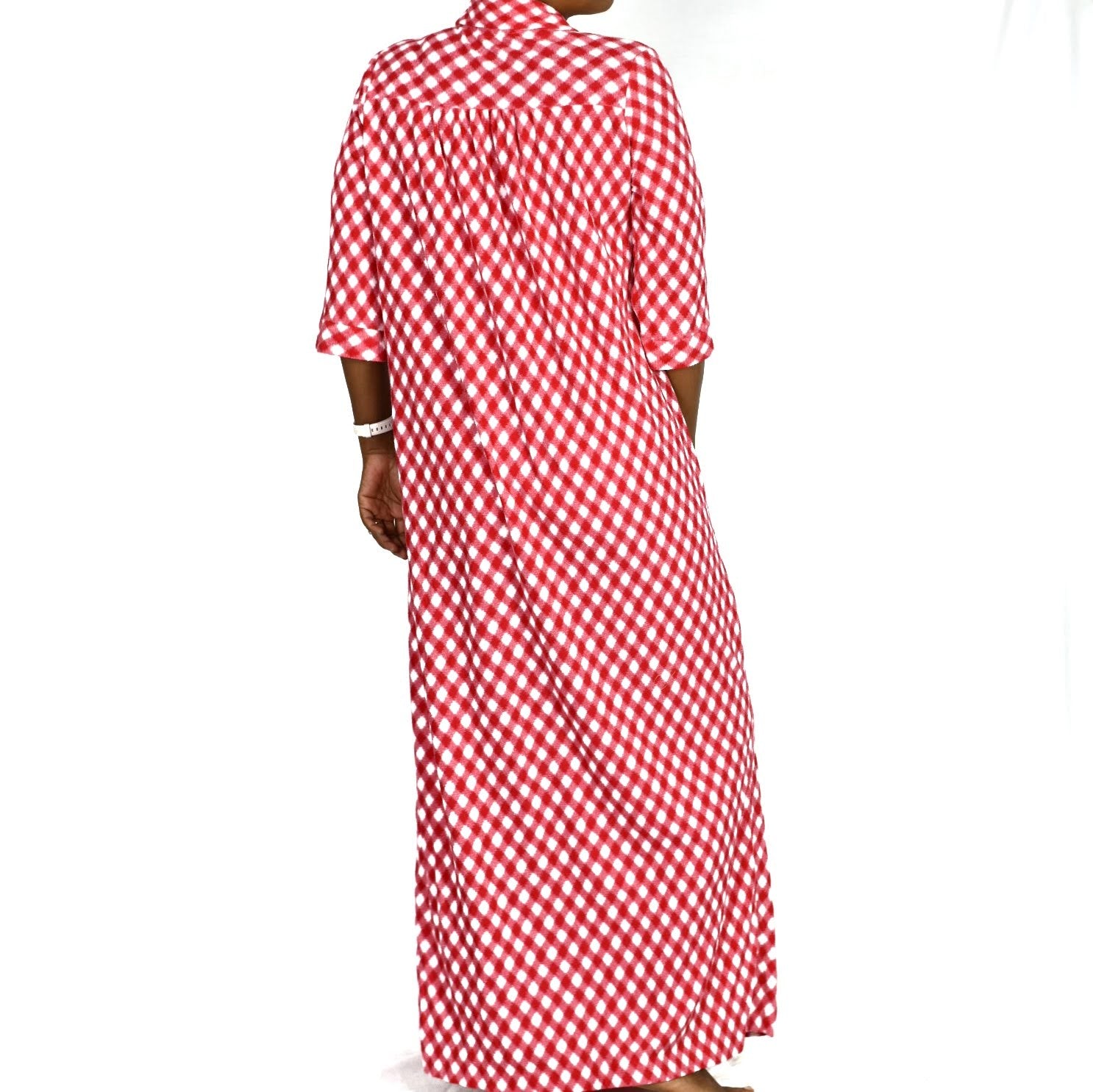 Vintage Red Check Housecoat Size Medium