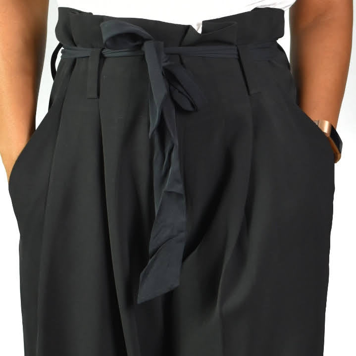 COS Belted Pleated Black Pants Size 10