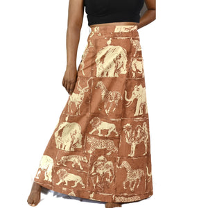 Vintage 70s Safari Print Maxi Skirt Size XS