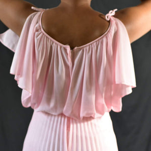 Vintage Pink Chiffon Maxi Dress Size Small