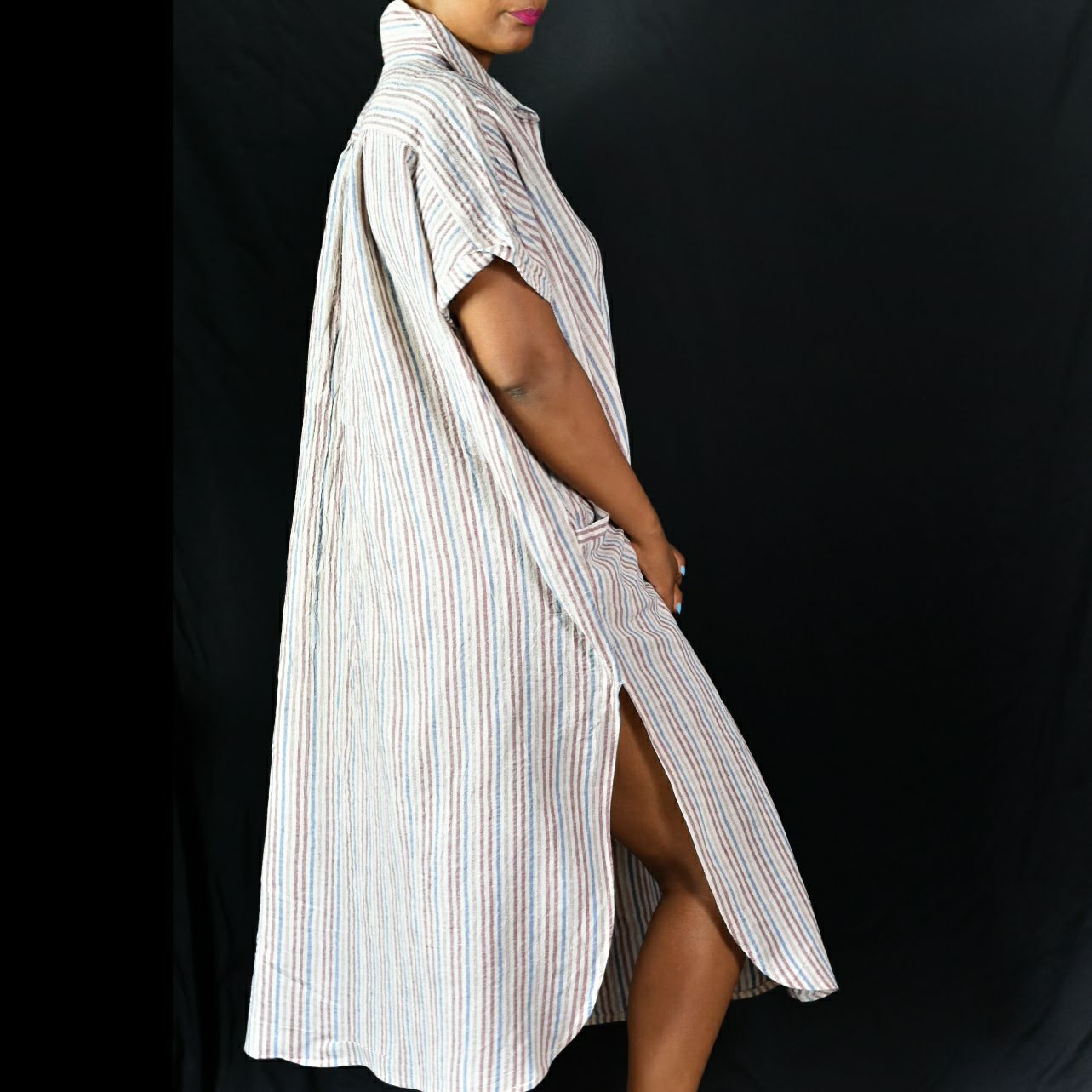 Easel Striped Shirtdress Size Medium