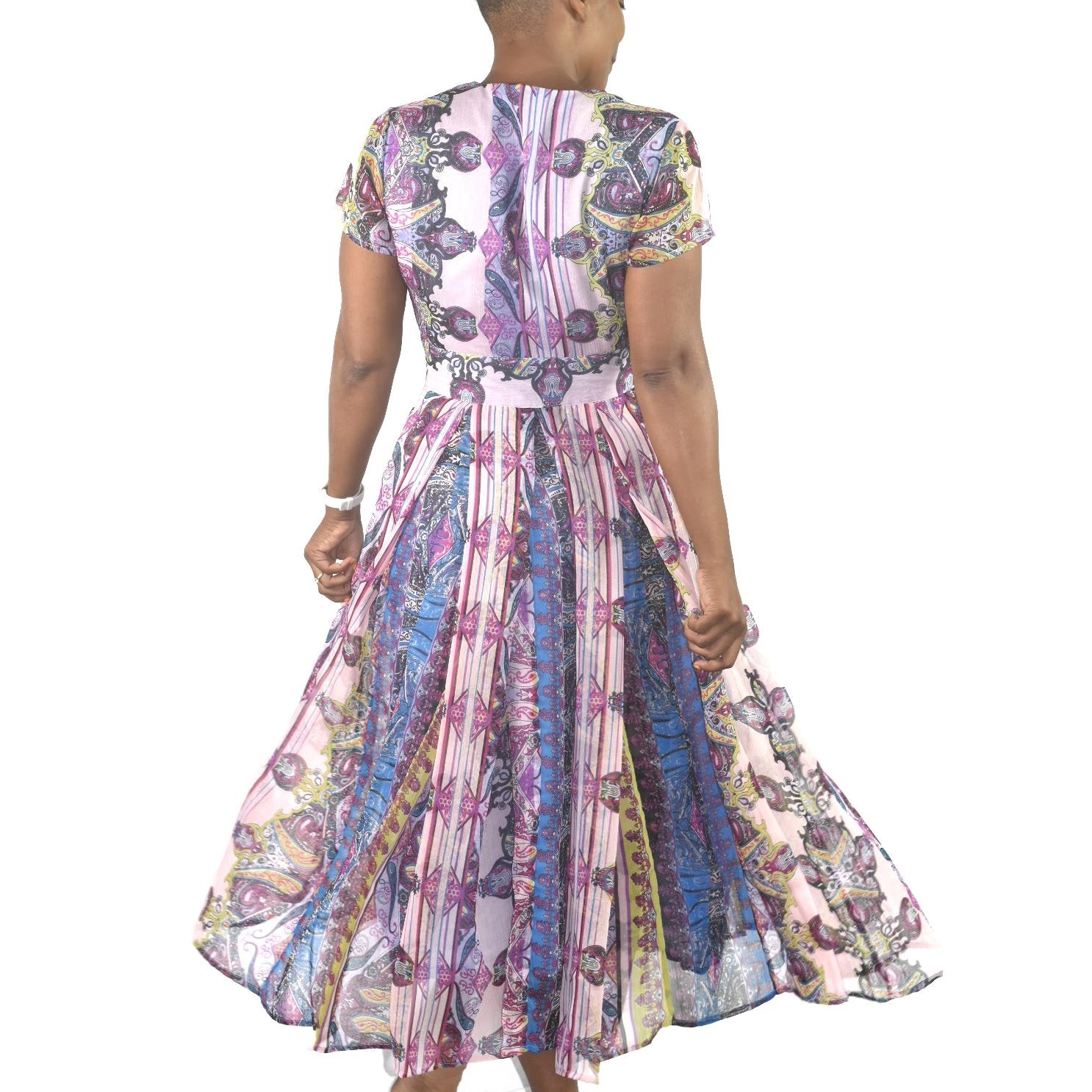 J Peterman Chiffon Block Print Dress Size 2