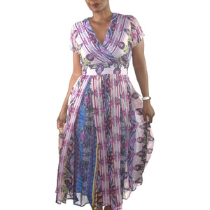 J Peterman Chiffon Block Print Dress Size 2