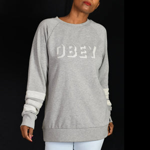 Obey Shadow Stripe Gray Sweatshirt Size Large