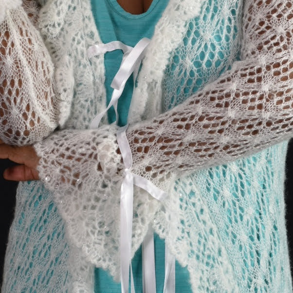 Vintage Laura Ashley Crochet Lace Sweater Size Small Petite