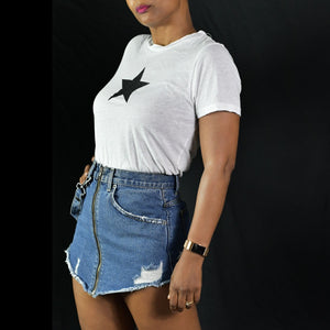 Truly Madly Deeply White Star Tee Size Small