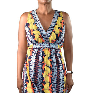 Cabi Tiered Tropical Print Maxi Dress Size Medium