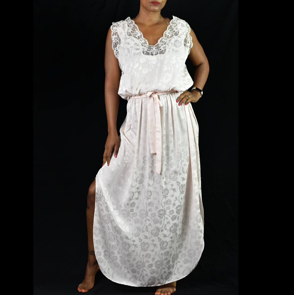 Vintage Barbizon Satin Jacquard Nightgown Size Large
