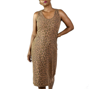 Vintage Leopard Print Midi Tank Dress Size Medium