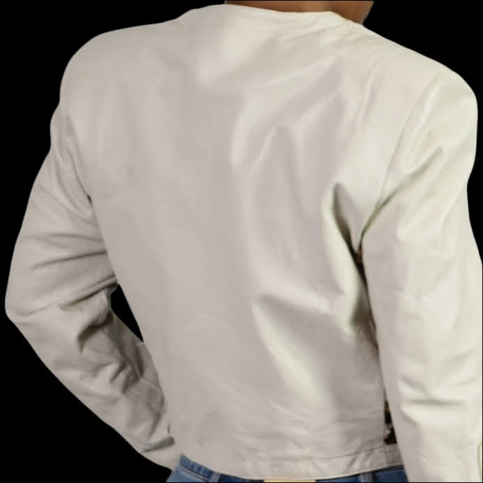 Vintage White Leather Jacket Size Medium