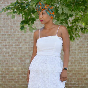 Vintage Tiered Maxi Dress White Lace Size Small