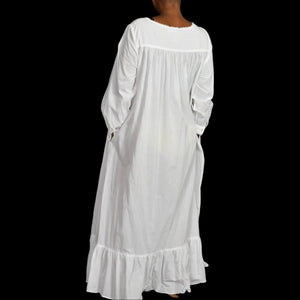 Vintage Eileen West White Cotton Nightgown Size Small