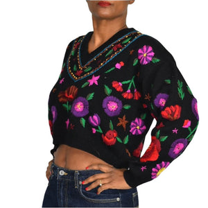Vintage Floral Embroidered Sweater